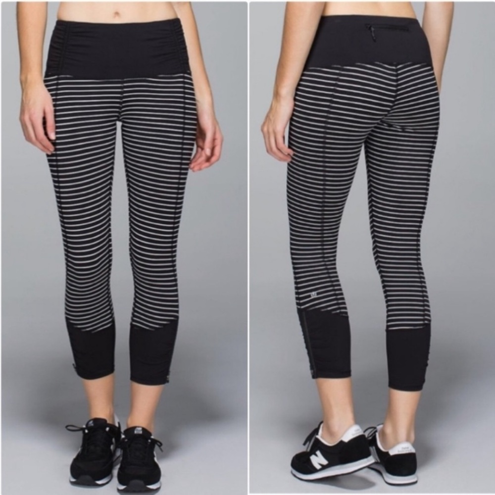 Lululemon Runday Parallel Black and White Crop Leggings